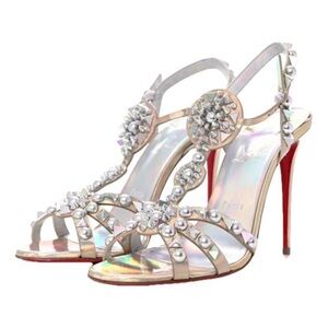 CHRISTIAN LOUBOUTIN Goldora 100 embellished leather sandals - Size 10 US / 40 IT